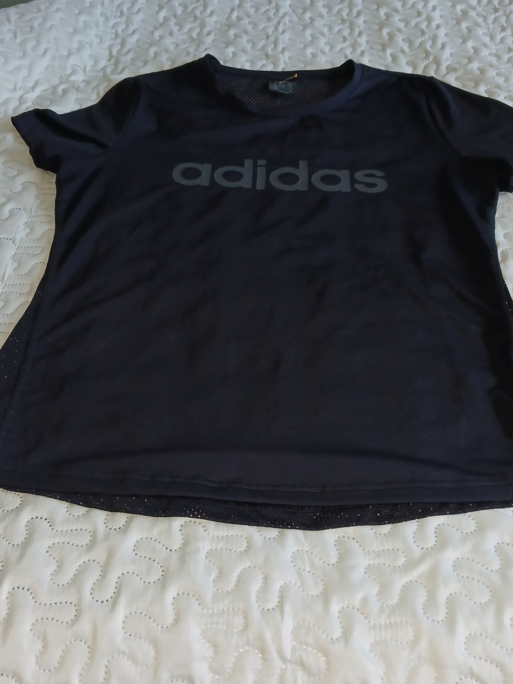 adidas Ladies Black short Sleeve Athletic Gym, Running Casual Wear Top Size M